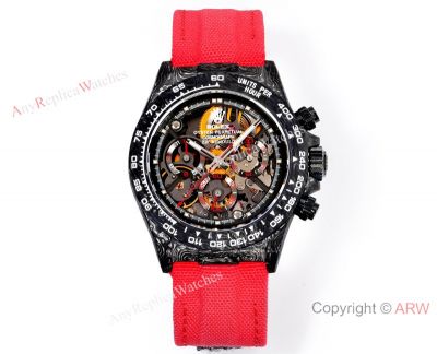 TW Factory Rolex Daytona Red Band Black Carbon Fiber Case 40*12.4mm Dandong 4802 Movement Watch
